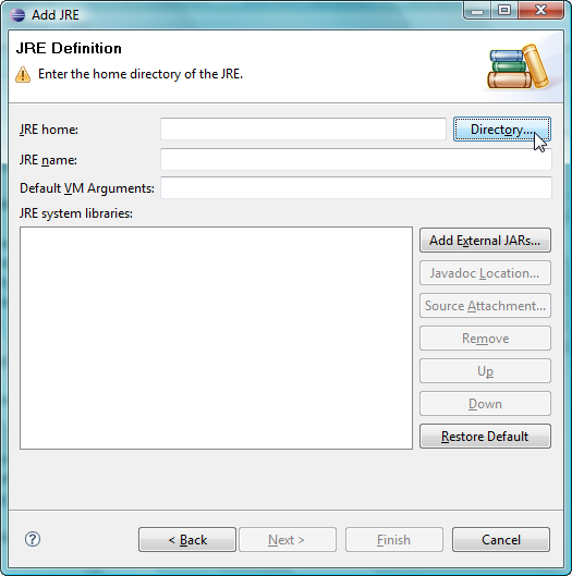 Setting Default JRE In Eclipse Documentation