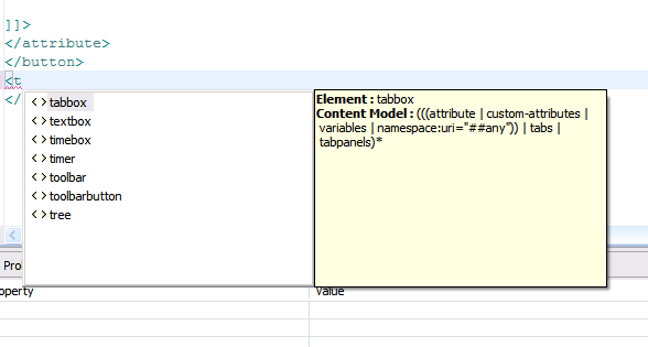 Content Assistance in ZUML & XML tag