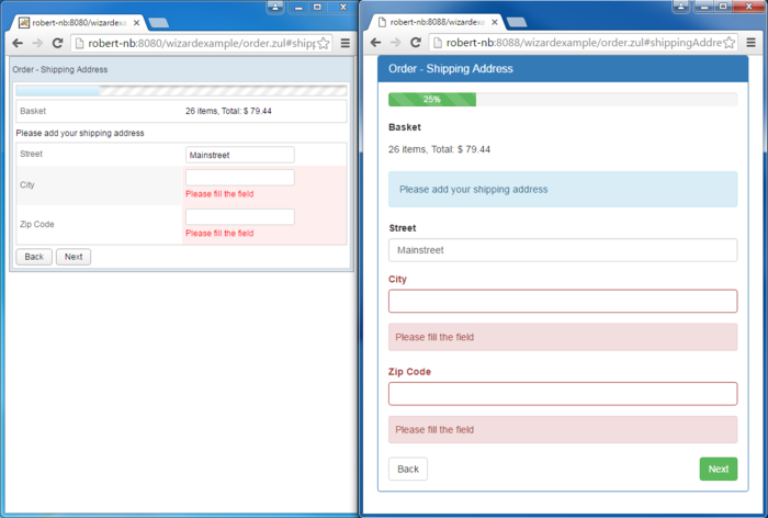 original style (left) <-> after bootstrap makeover (right)