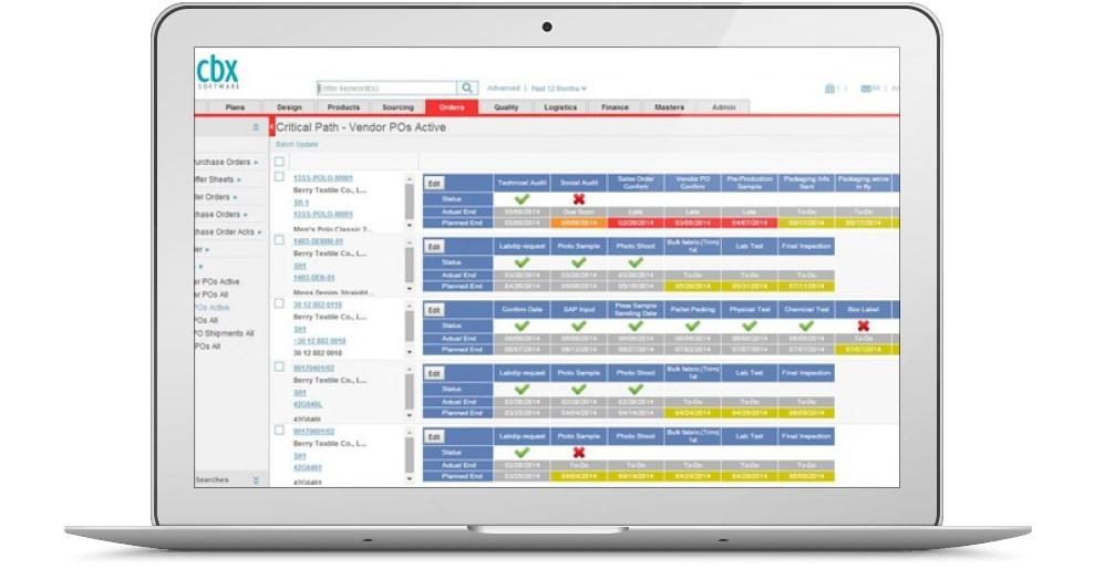 CBX Cloud Critical Path - Vendor POs, shown on a laptop mockup