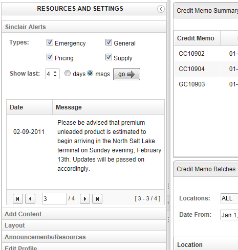 Sinclair Alerts sidebar panel